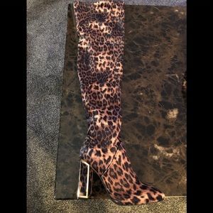 Bamboo Leopard Print Over the Knee Boot